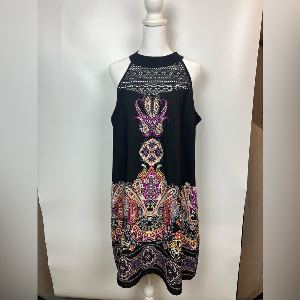 Xhilaration from Target. Black halter dress. Print on front and back. Size XL.